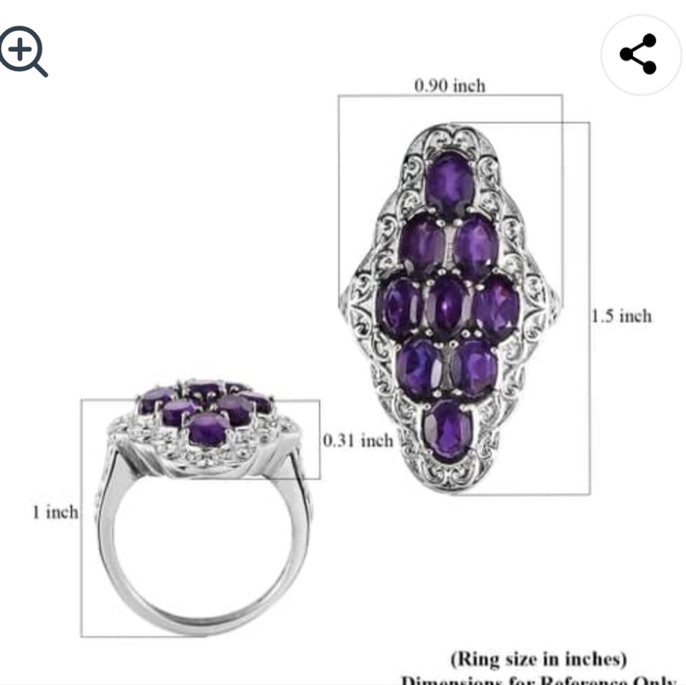 🆕️SIZE 6 GENUINE AMETHYST RING IN STAINLESS STEEL - FASHION RING - Picture 7 of 9